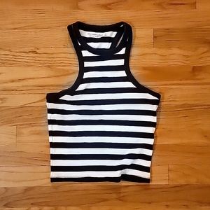 Abercrombie & Fitch Soft A&F Essentials SM B&W Striped Cropped Halter for Women